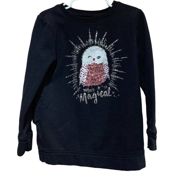 Sonoma Kids Size 6 Supersoft Glitter Who's Magical Girls Sequin Owl Sweatshirt - Picture 1 of 4